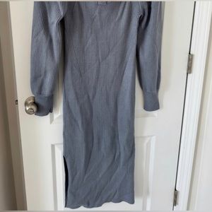 House of Harlow 1960 Steel Blue Balloon Sleeve Sweater Dress Bow Medium M